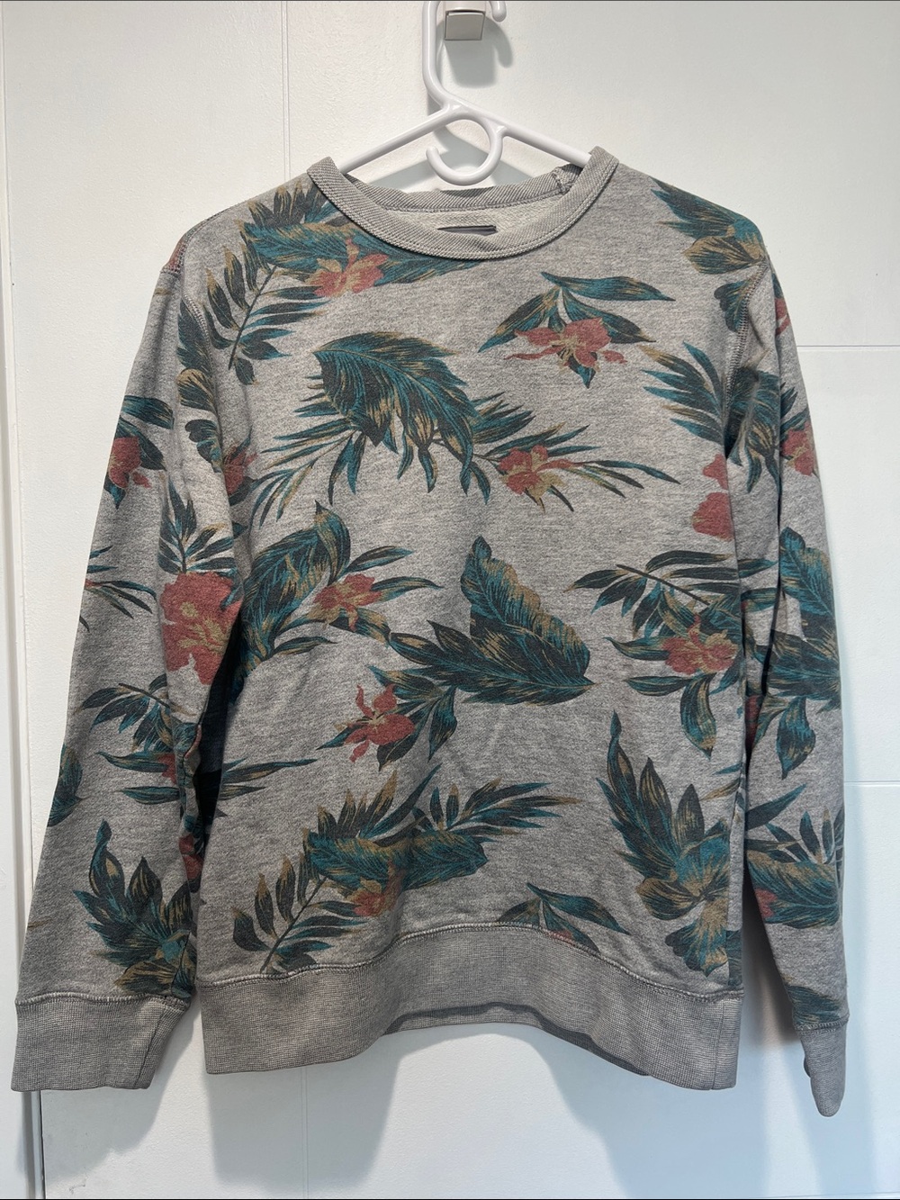 Men’s Bonobos Gray Tropical Print Crewneck Sweatshirt